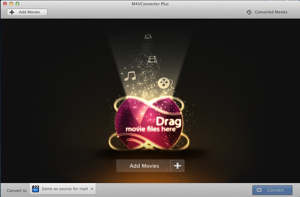 Interface to m4v video converter, remove itunes DRM