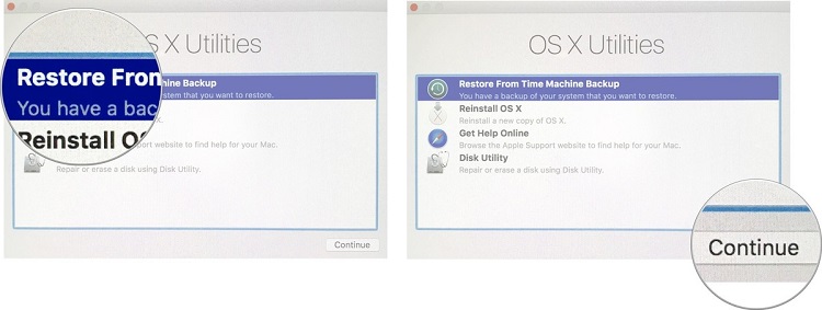 Restore data high Sierra