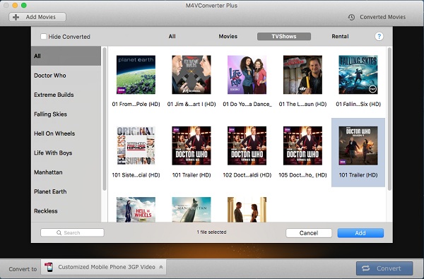 Import iTunes TV Shows to the program