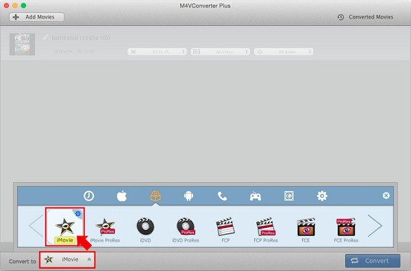 Choose iMovie as output format