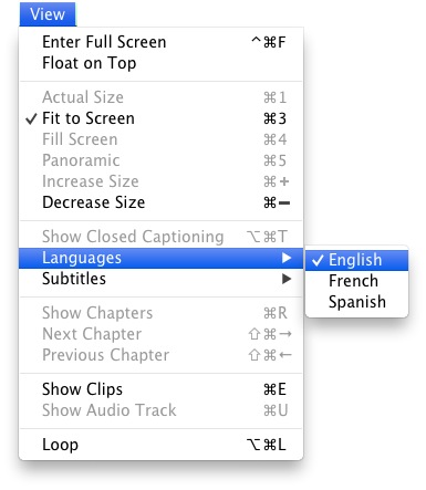 Set audiotracks for Quick Time