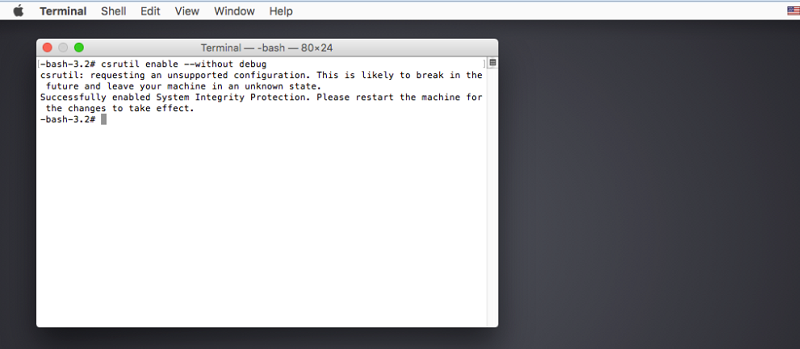 csrutil enable --without debug