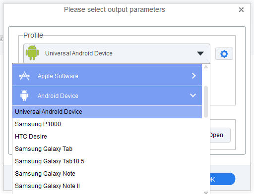 choose output format for your android devices