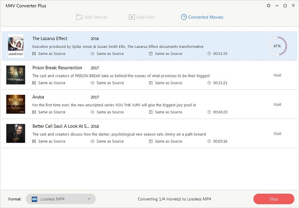 start M4V to MP4 converting