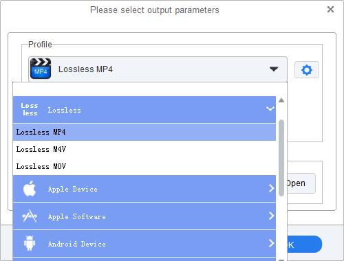 Select a proper video format as output format