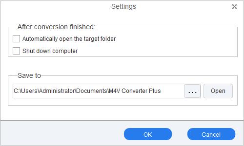 set output option, M4V Converter Plus