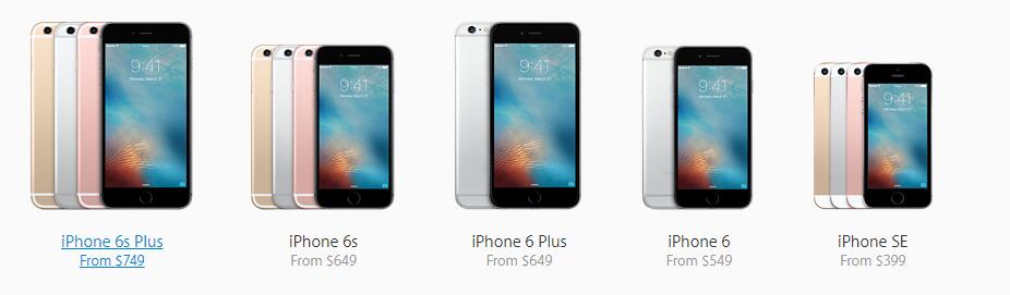 Price of all iPhone models 